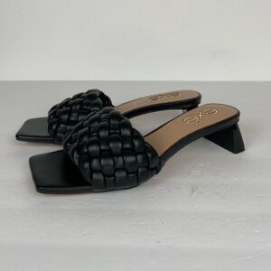 Exe Angela Shovel Heel Braided Real Leather Women's Sandals Size 38 US 7.5 Black
